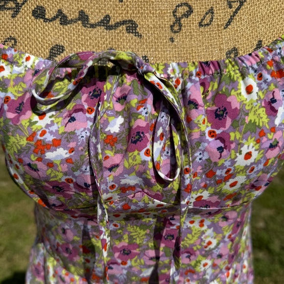 NWOT o.p.t Anthropologie Floral Boho Midi Dress with Slit Purple Size Medium - Picture 9 of 13